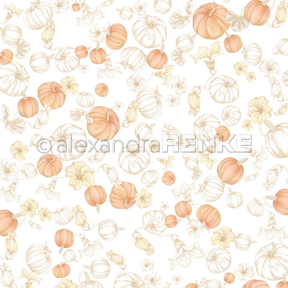 Design paper 'Pumpkins on white' - P-AR-10.3382- A.RENKE