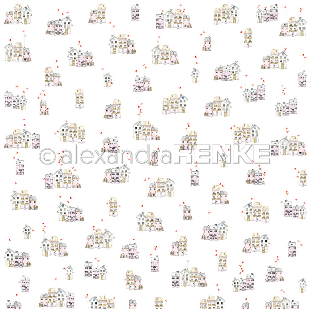 Design paper 'Delicate row of pink houses'- P-AR-10.3508- A.RENKE