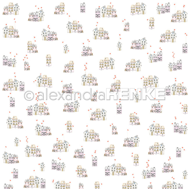 Design paper 'Delicate row of pink houses'- P-AR-10.3508- A.RENKE