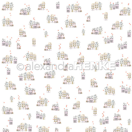 Design paper 'Delicate row of pink houses'- P-AR-10.3508- A.RENKE