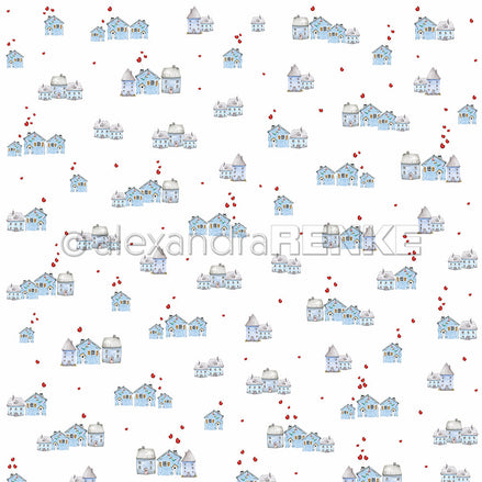 Design paper 'Delicate row of blue houses- P-AR-10.3514- A.RENKE