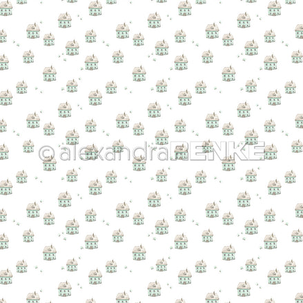 Design paper 'Fine houses turquoise-mint'- P-AR-10.3519- A.RENKE