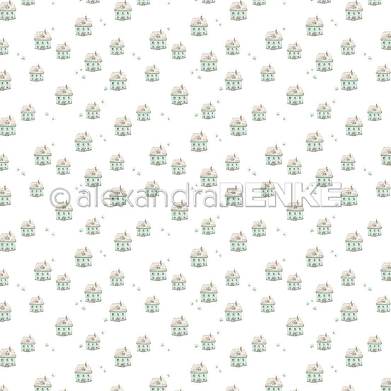 Design paper 'Fine houses turquoise-mint'- P-AR-10.3519- A.RENKE