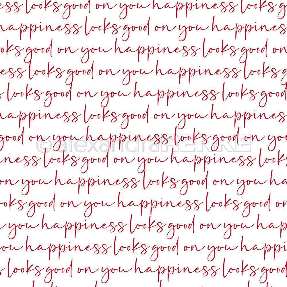 Design paper 'Typo Streifen happiness looks good Rot' - P-AR-10.3650- A.RENKE