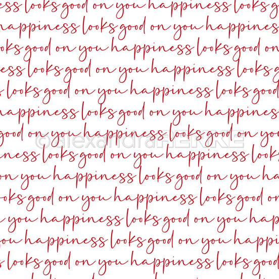 Design paper ' Typo Streifen happiness looks good Rot '- P-AR-10.3650- A.RENKE