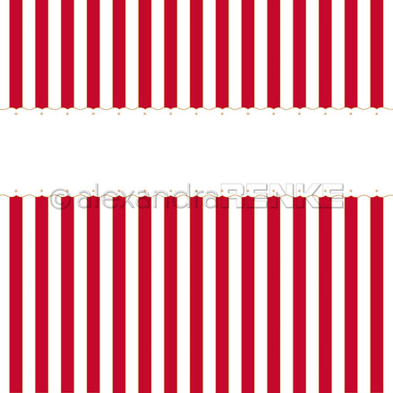 Design paper 'Star border with red stripes'- P-AR-10.3676- A.RENKE