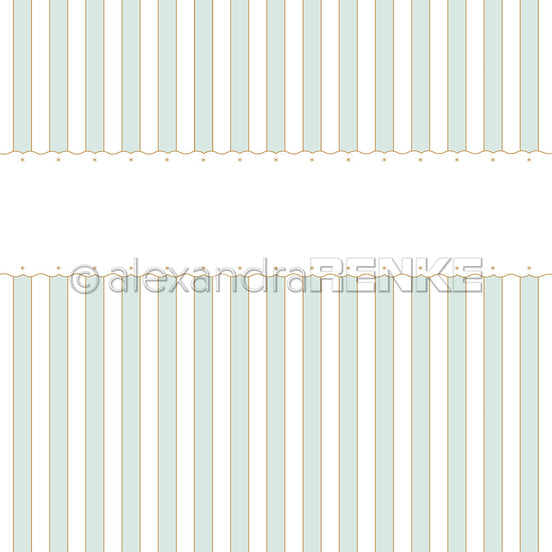 Design paper 'Star border with stripes mint'- P-AR-10.3678- A.RENKE