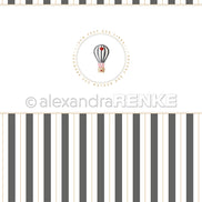 Design paper 'Diamond gray block stripes border with hot air balloon'- P-AR-10.3730- A.RENKE