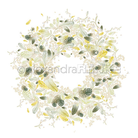 Design paper "Fluffy Feather Wreath Green-Charteuse" P-AR-10.3807 - A.RENKE