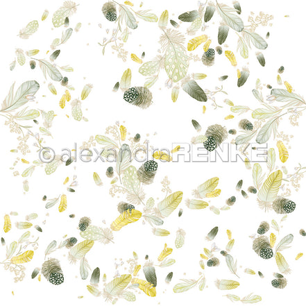 Design paper "Fluffy Feather Swirl Green-Charteuse" P-AR-10.3808 - A.RENKE