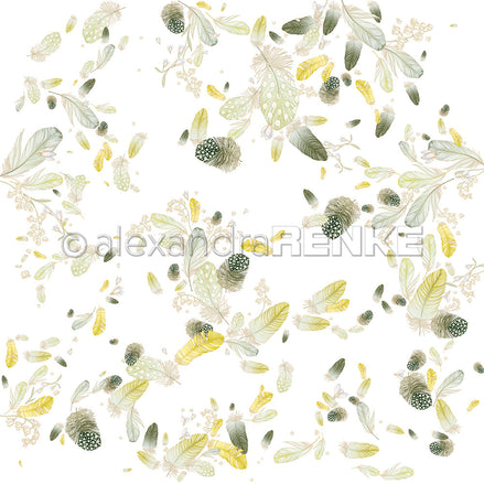 Design paper "Fluffy Feather Swirl Green-Charteuse" P-AR-10.3808 - A.RENKE