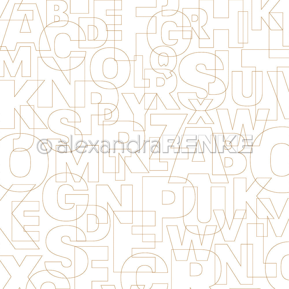 Design paper "Interlaced Alphabet Gold Outline" P-AR-10.3831 - A.RENKE