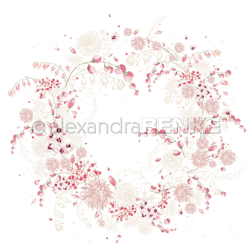Design paper "Creative Floral Splendor Dahlia Wreath" P-AR-10.3858 - A.RENKE