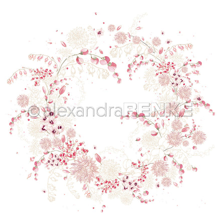 Design paper "Creative Floral Splendor Dahlia Wreath" P-AR-10.3858 - A.RENKE