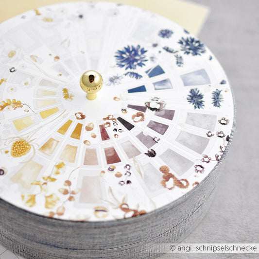 Design paper "Creative Floral Splendor Color Card Circle Yellow, Ochre, Blue" P-AR-10.3861 - A.RENKE