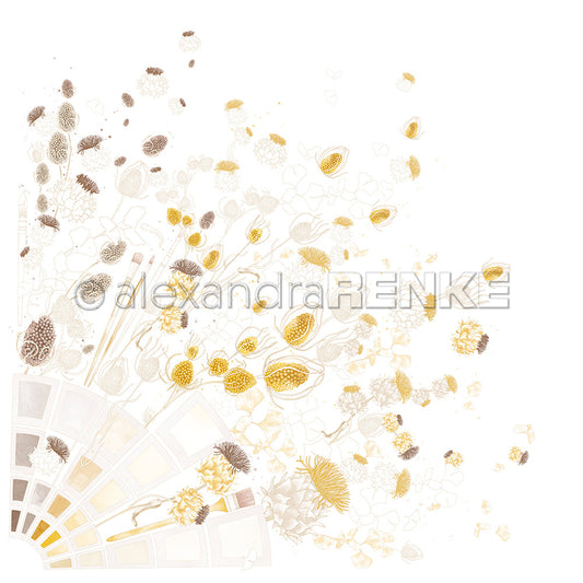 Design paper "Creative Floral Splendor Blooming Color Cards Yellow & Ochre" P-AR-10.3862 - A.RENKE