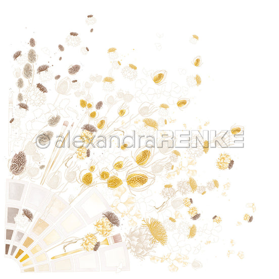 Design paper "Creative Floral Splendor Blooming Color Cards Yellow &amp; Ochre" P-AR-10.3862 - A.RENKE