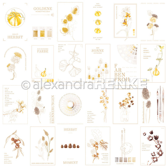 Design paper "Creative Blossom Splendor Card Sheet Yellow &amp; Ochre" P-AR-10.3864 - A.RENKE