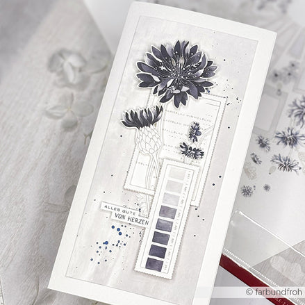 Design paper "Creative Floral Splendor Color Family Blue Typo" P-AR-10.3869 - A.RENKE