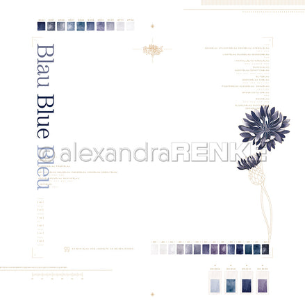 Design paper "Creative Floral Splendor Color Family Blue Typo" P-AR-10.3869 - A.RENKE