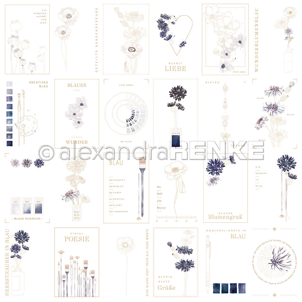 Design paper "Creative Blossom Splendor Card Sheet Blue" P-AR-10.3870 - A.RENKE