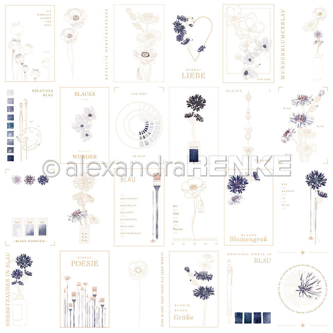 Design paper "Creative Blossom Splendor Card Sheet Blue" P-AR-10.3870 - A.RENKE