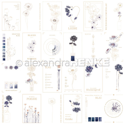 Design paper "Creative Blossom Splendor Card Sheet Blue" P-AR-10.3870 - A.RENKE