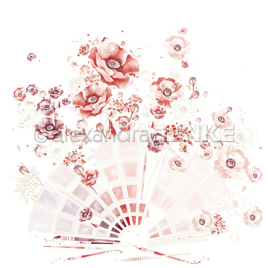 Design paper "Creative Blossoms Blooming Color Cards Red" P-AR-10.3871 - A.RENKE