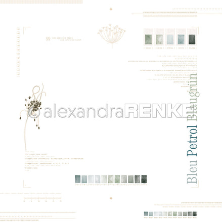 Design paper "Creative Floral Splendor Color Family Petrol Typo" P-AR-10.3878 - A.RENKE
