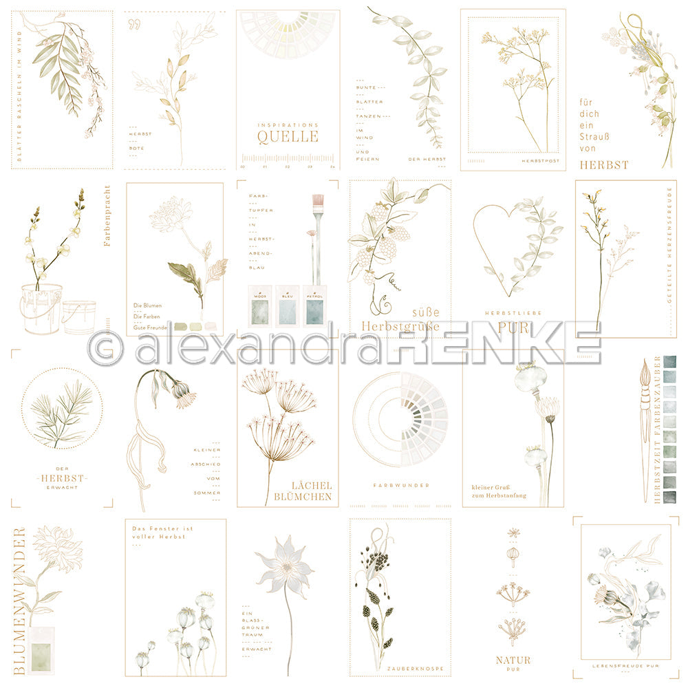 Design paper "Creative Blossom Splendor Card Sheet Petrol &amp; Green" P-AR-10.3879 - A.RENKE