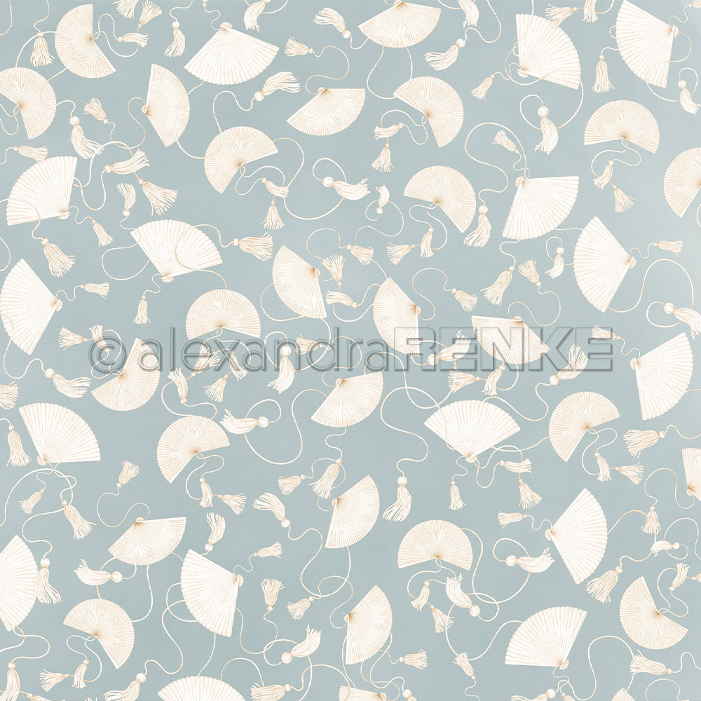P-AR-10.4108 Design paper "Fächer auf Elegant-Blau" - A.RENKE