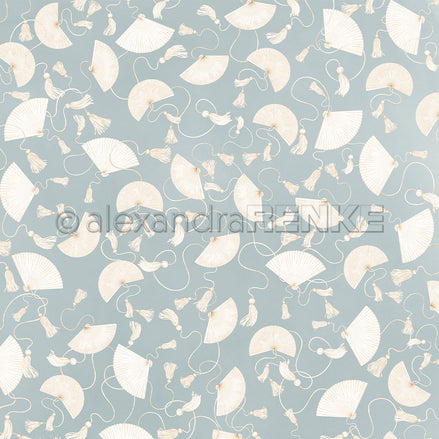 P-AR-10.4108 Design paper "Fächer auf Elegant-Blau" - A.RENKE