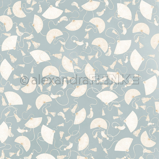 P-AR-10.4108 Design paper "Fächer auf Elegant-Blau" - A.RENKE