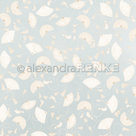 P-AR-10.4109 Design paper "Fächer auf Elegant-Blau hell" - A.RENKE