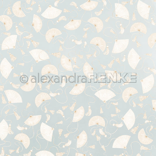 P-AR-10.4109 Design paper "Fächer auf Elegant-Blau hell" - A.RENKE