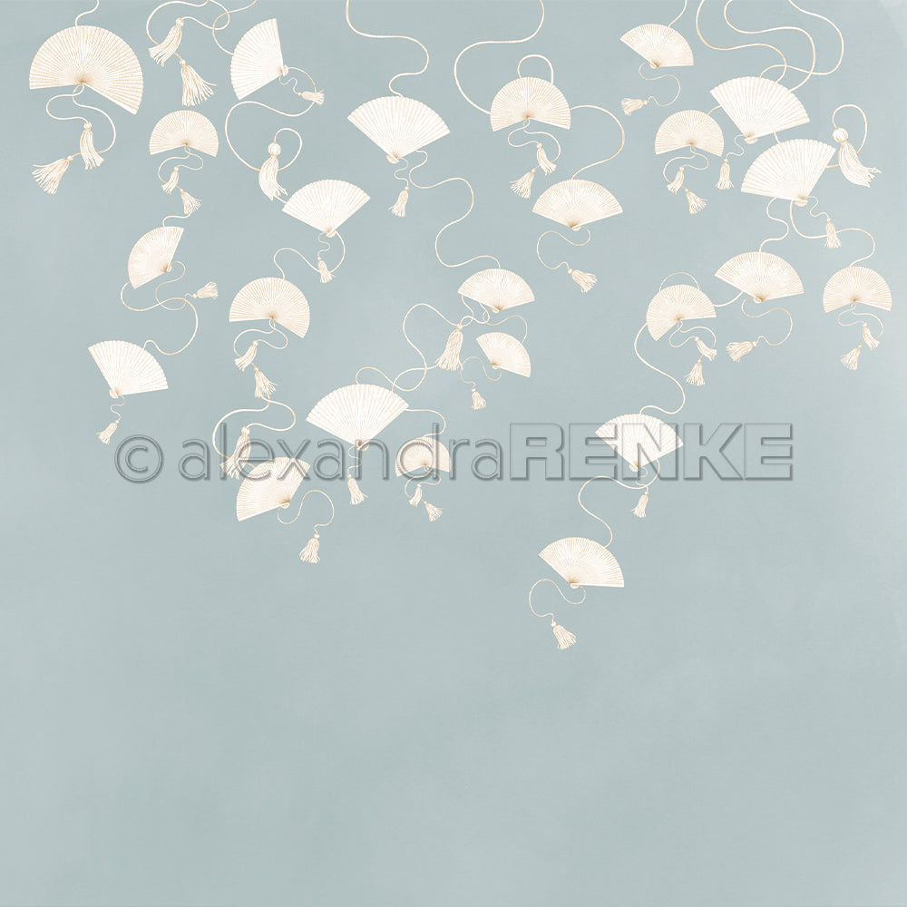 P-AR-10.4111 Design paper "Fächer hängend auf Elegant-Blau" - A.RENKE