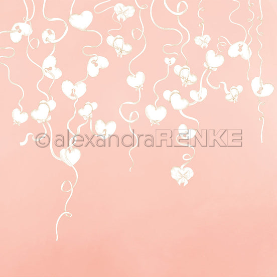 P-AR-10.4118 Design paper "Herzen hängend auf Elegant-Rosa" - A.RENKE