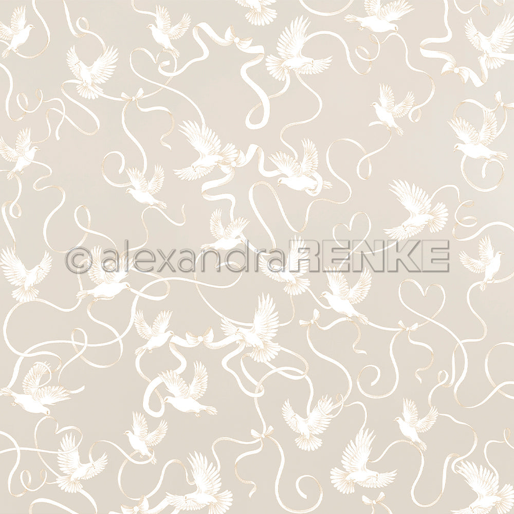 P-AR-10.4120 Design paper "Tauben auf Elegant-Grau" - A.RENKE