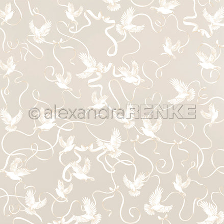 P-AR-10.4120 Design paper "Tauben auf Elegant-Grau" - A.RENKE
