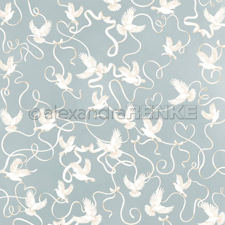 P-AR-10.4121 Design paper "Tauben auf Elegant-Blau" - A.RENKE