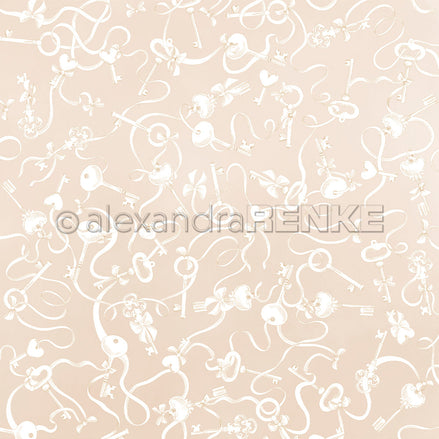 P-AR-10.4123 Design paper "Schlüssel auf Elegant-Beige" - A.RENKE