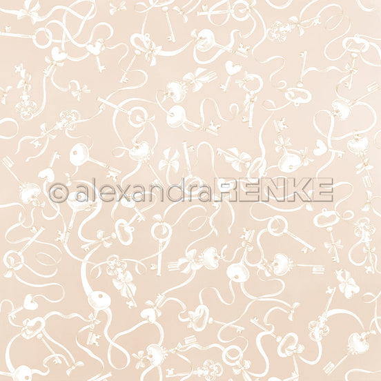 P-AR-10.4123 Design paper "Schlüssel auf Elegant-Beige" - A.RENKE