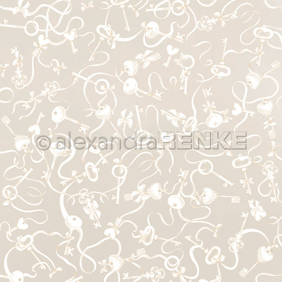 P-AR-10.4124 Design paper "Schlüssel auf Elegant-Grau" - A.RENKE