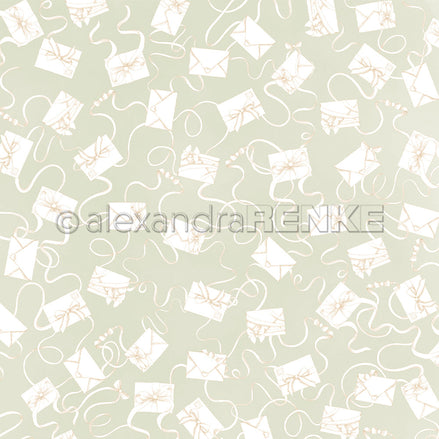 P-AR-10.4128 Design paper "Briefe auf Elegant-Grün hell" - A.RENKE