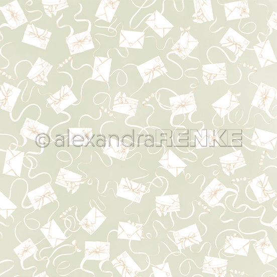 P-AR-10.4128 Design paper "Briefe auf Elegant-Grün hell" - A.RENKE