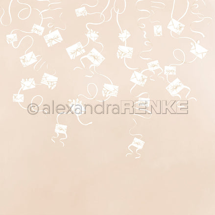 P-AR-10.4129 Design paper "Briefe hängend auf Elegant-Beige hell" - A.RENKE