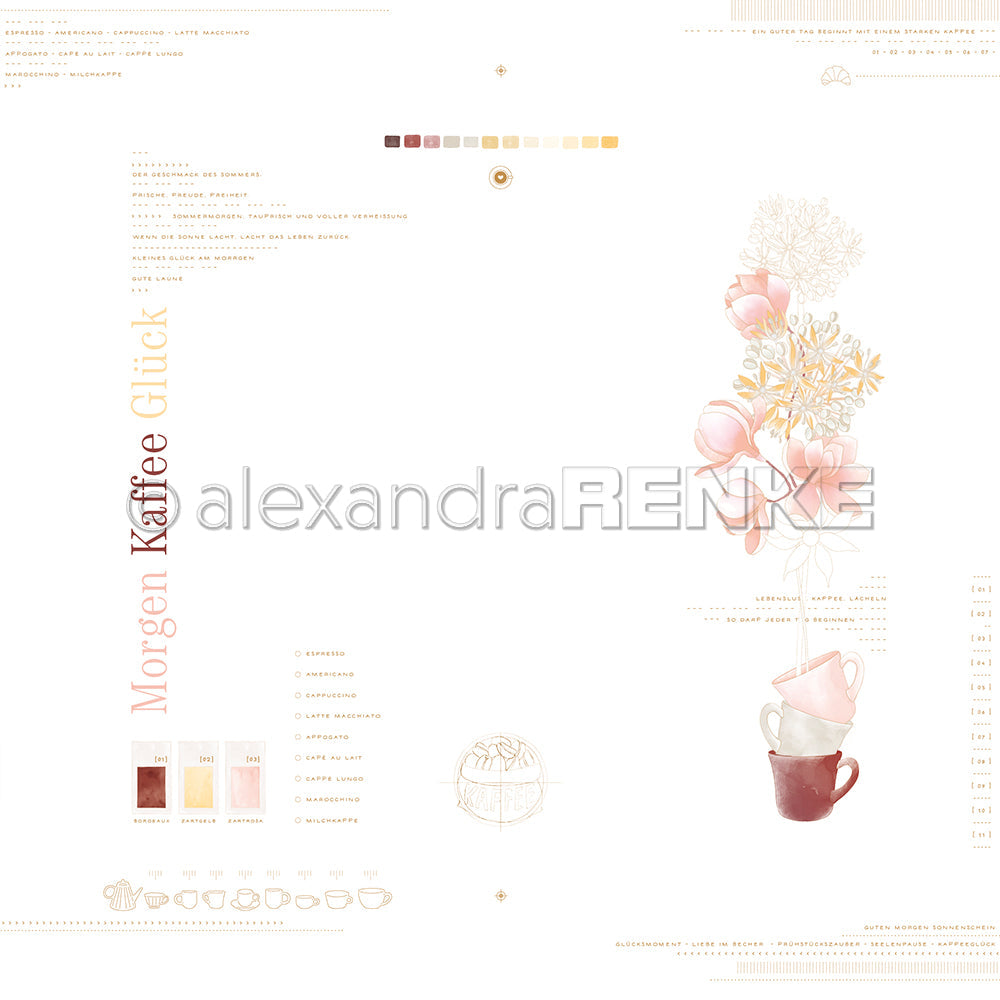 Designpapier 'Morgen Kaffe Glück Layout' 200g/m²