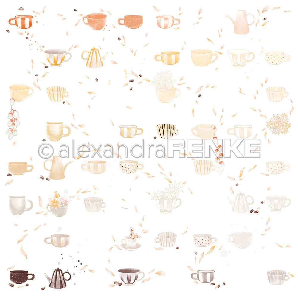 Designpapier 'Floraler Tassenrapport' 200g/m²
