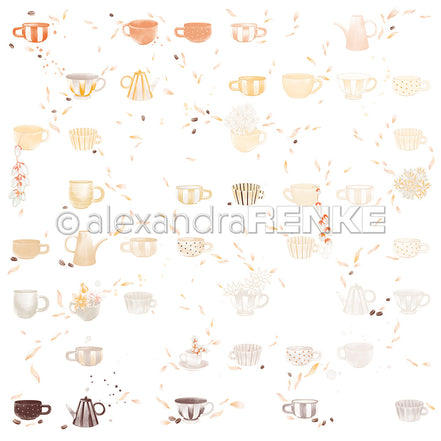 Designpapier 'Floraler Tassenrapport' 200g/m²