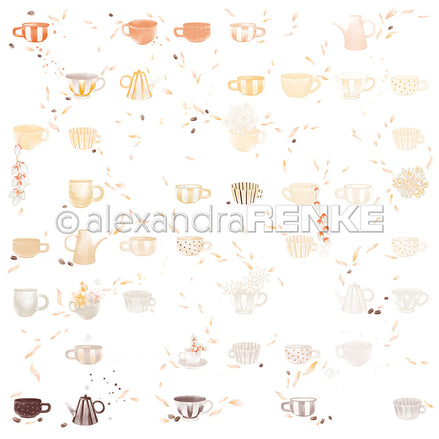 Designpapier 'Floraler Tassenrapport' 200g/m²